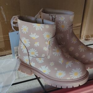 Cat & Jack Floral Kids Boots - Pink and White